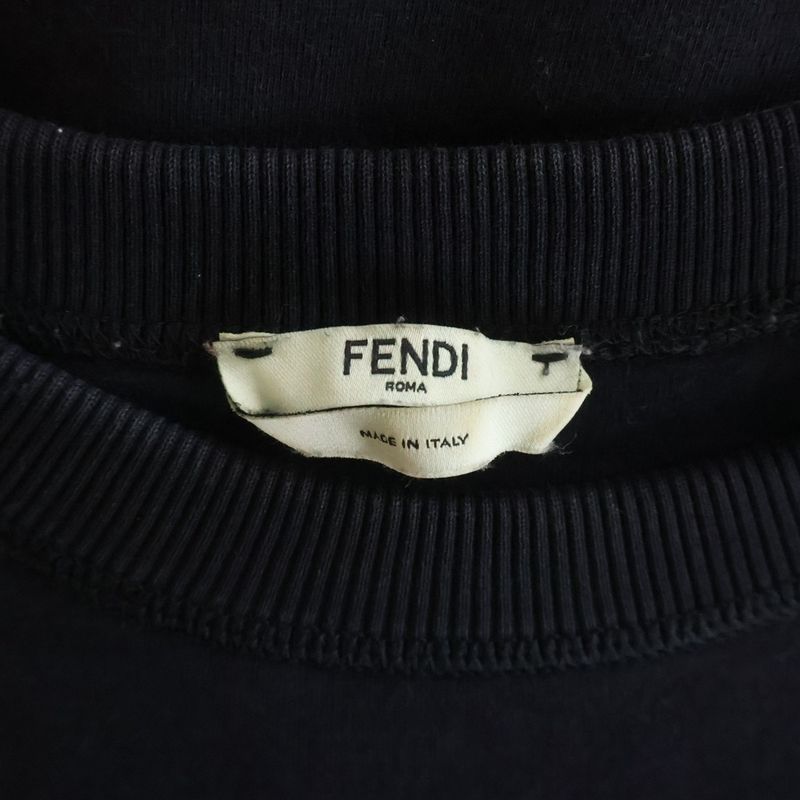 Fendi Front Logo Crew Neck Sweatshirt Navy