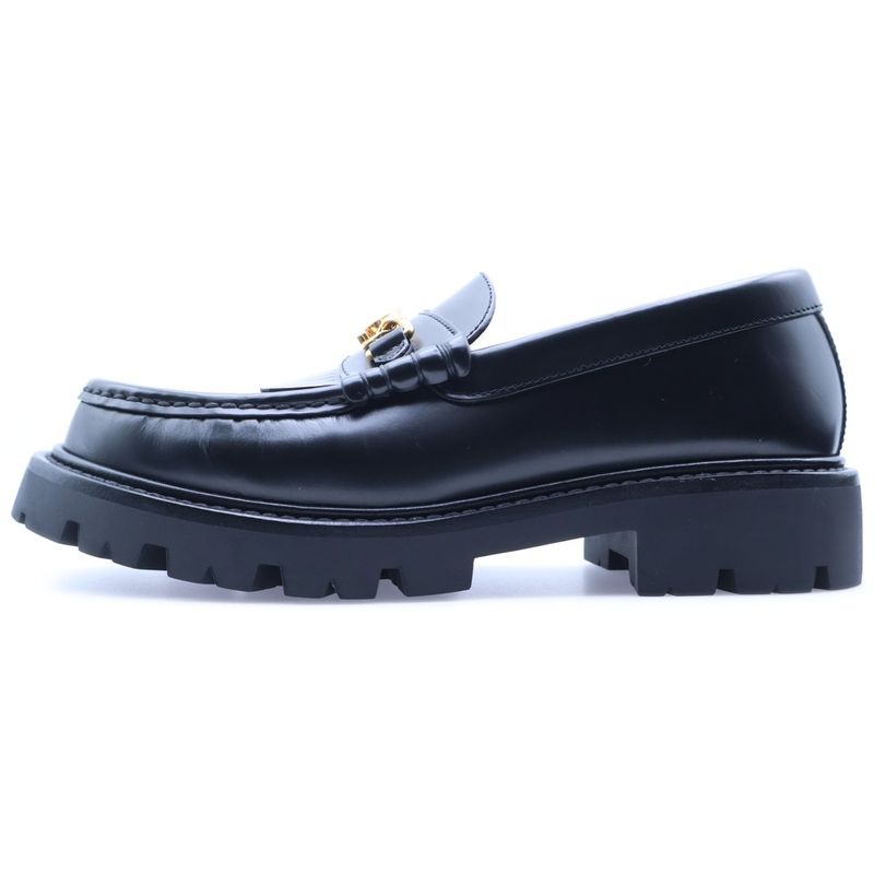 Celine Margaret Triomphe Buckle Leather Low Cut Shoes Lofa Black