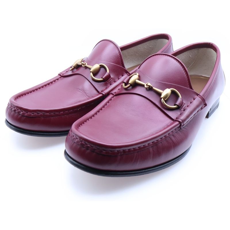 Gucci Horsebit Leather Loafer Shoes Burgundy