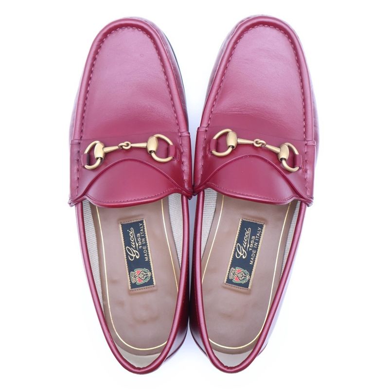 Gucci Horsebit Leather Loafer Shoes Burgundy