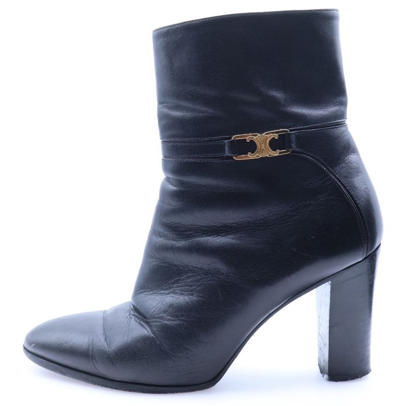 Celine Triomphe Claude Ankle Heel Short Boots Booties Black