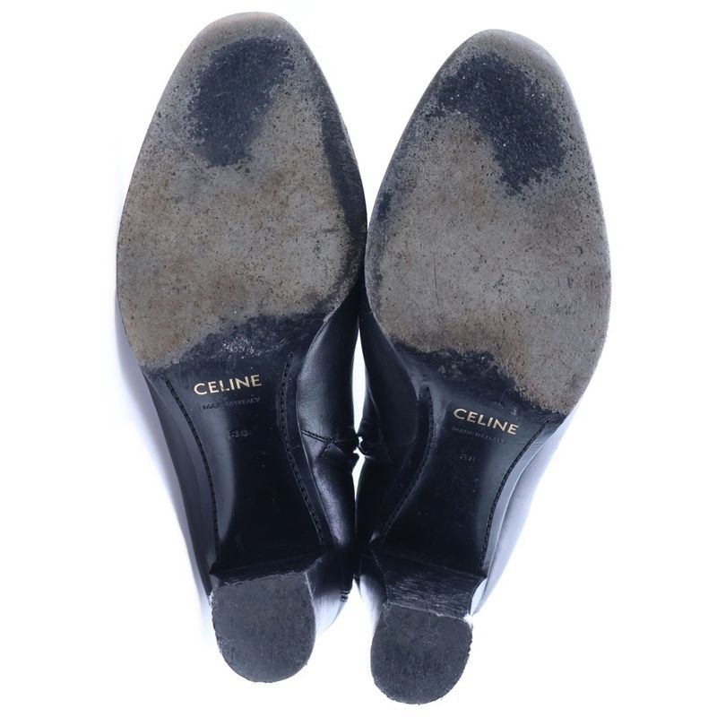 Celine Triomphe Claude Ankle Heel Short Boots Booties Black