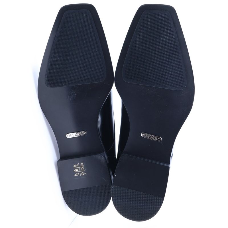 Fendi Front Embroidery Leather Davi Shoes Black