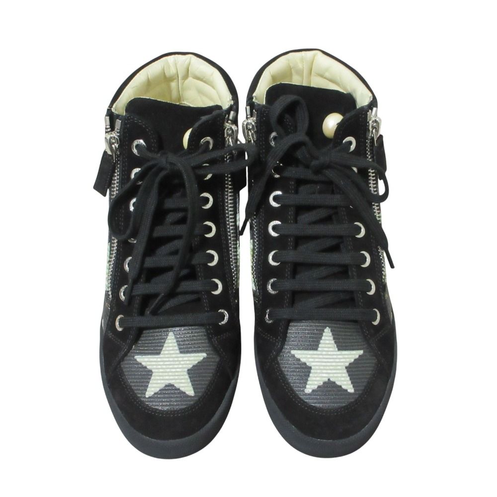 Chanel Paris Dallas Star CC Logo Double Zip High Cut Sneakers — view 5