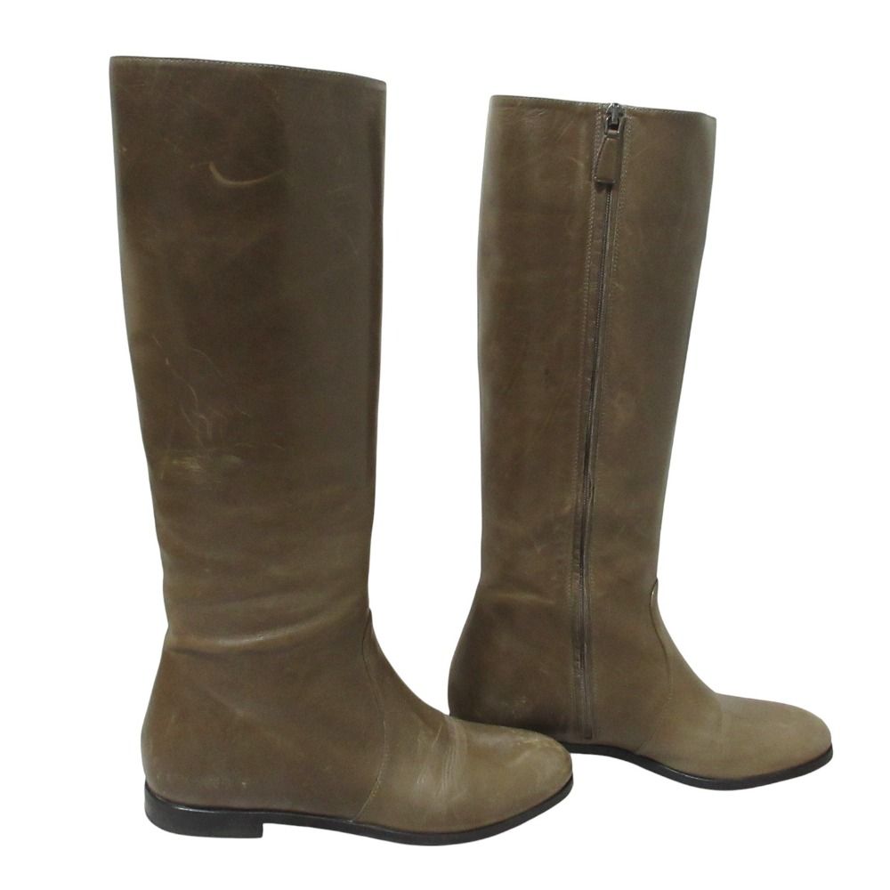 Prada Leather Long Boots 36 Brown — view 2
