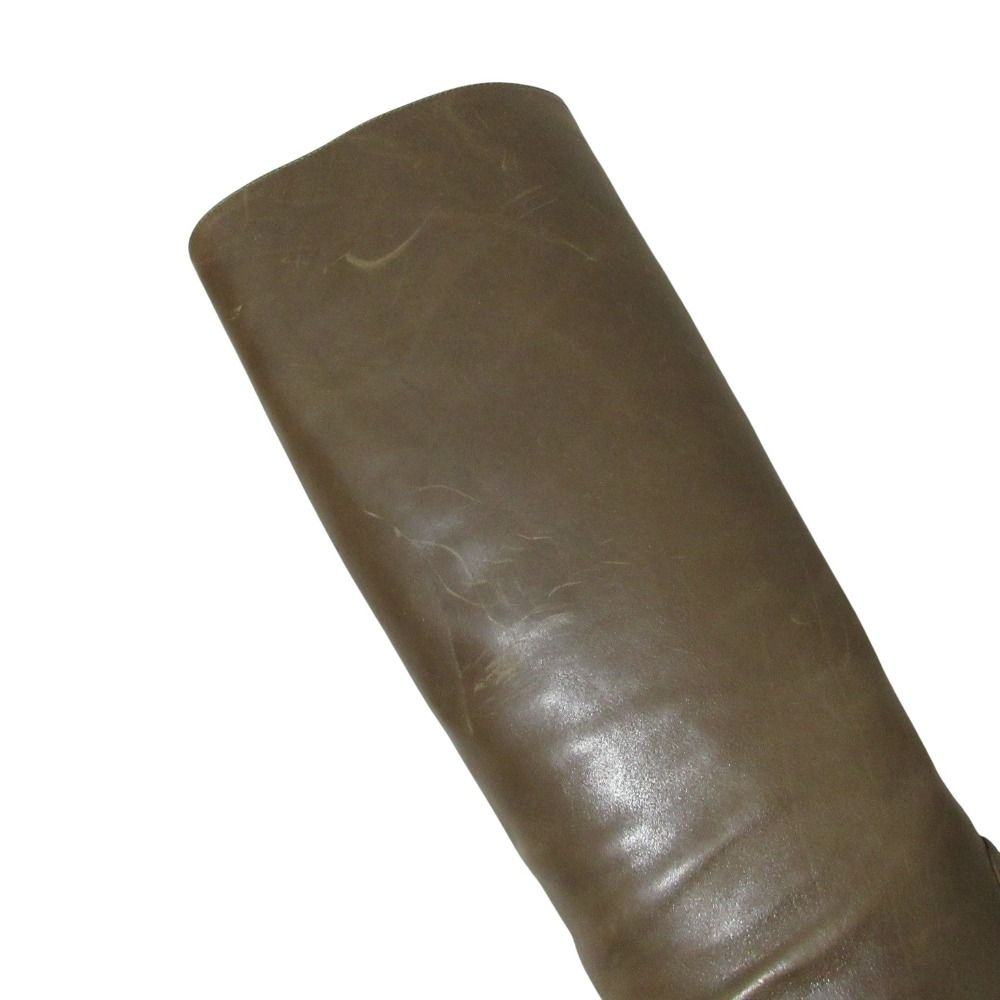 Prada Leather Long Boots 36 Brown — view 9