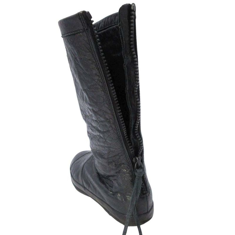 Balenciaga Back Zip Boots Flat Shoes Leather 36 Black
