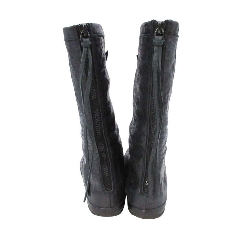 Balenciaga Back Zip Boots Flat Shoes Leather 36 Black