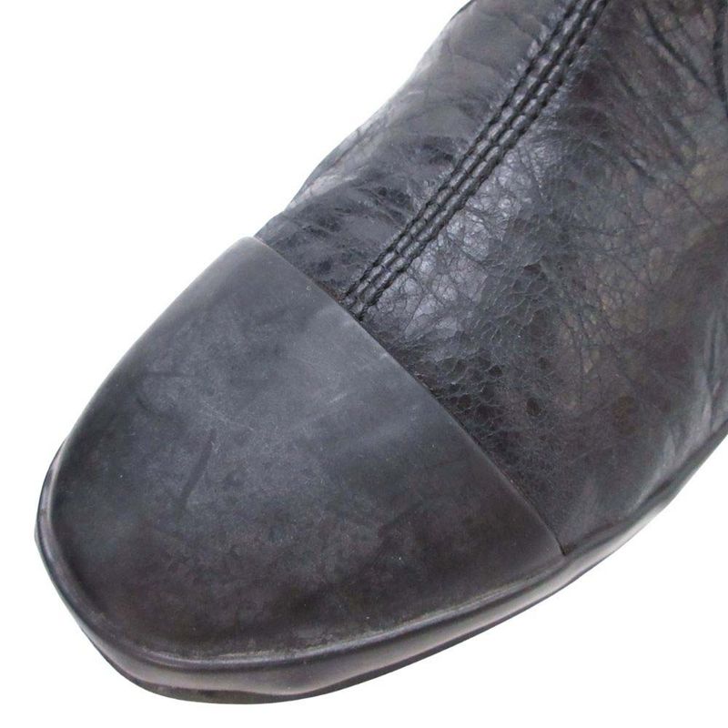 Balenciaga Back Zip Boots Flat Shoes Leather 36 Black
