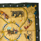 Hermes Scarf Silk Carre 90 Plumes Et Grelots Feathers and Bells Green