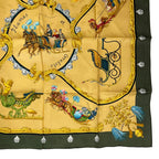 Hermes Scarf Silk Carre 90 Plumes Et Grelots Feathers and Bells Green