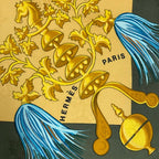 Hermes Scarf Silk Carre 90 Plumes Et Grelots Feathers and Bells Green