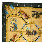 Hermes Scarf Silk Carre 90 Plumes Et Grelots Feathers and Bells Green