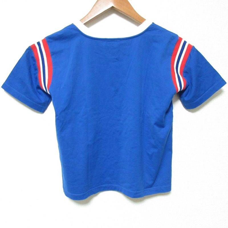 Celine Triomphe Logo Cropped Boxy T-Shirt XS Blue
