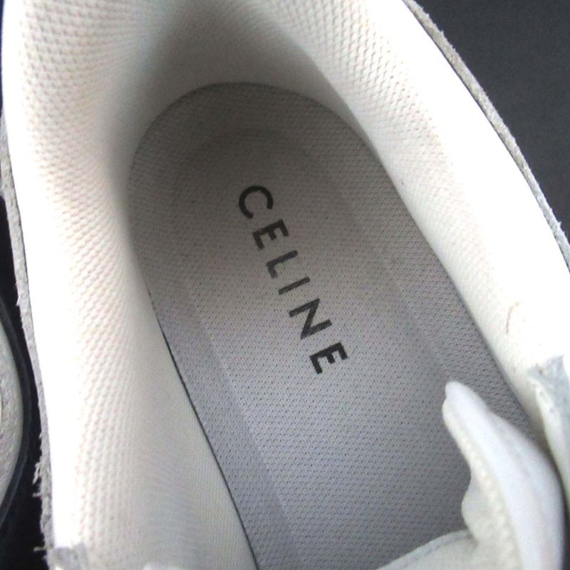 Celine Trainer Low Cut Sneakers Shoes 36 White Navy