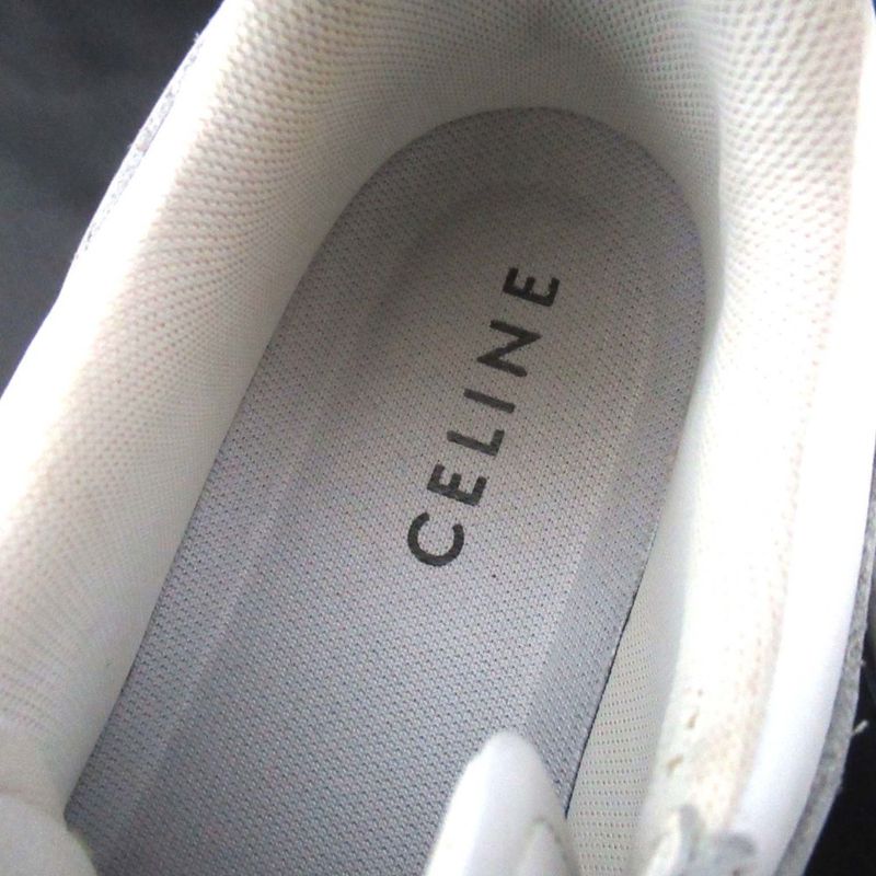 Celine Trainer Low Cut Sneakers Shoes 36 White Navy