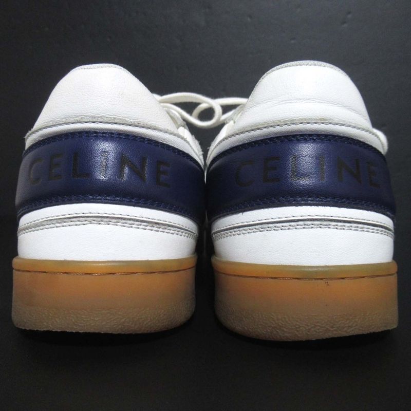 Celine Trainer Low Cut Sneakers Shoes 36 White Navy