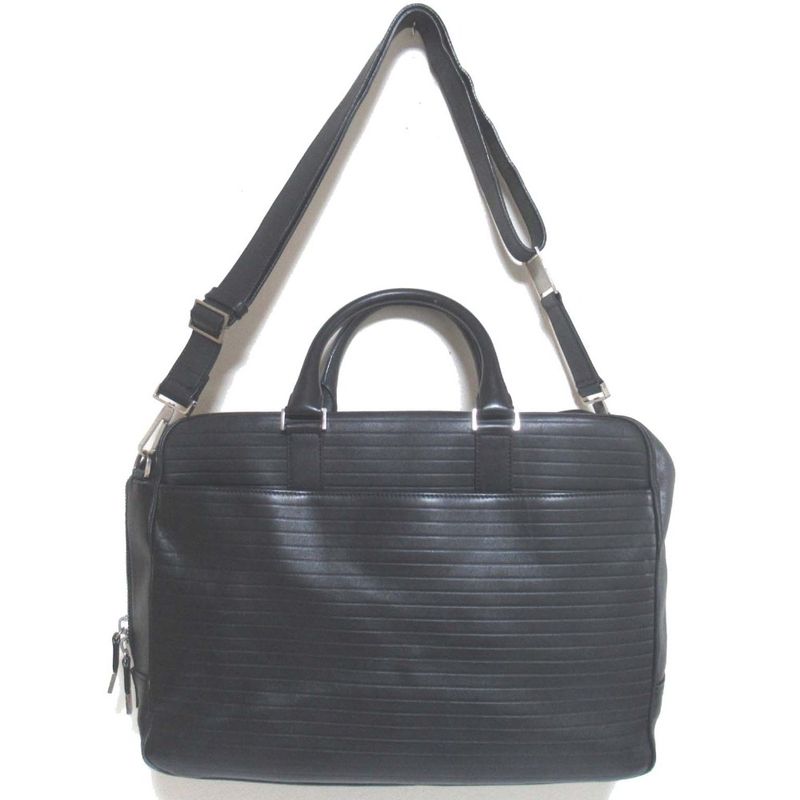 Dior Homme Leather Briefcase Business with PC Pocket Black