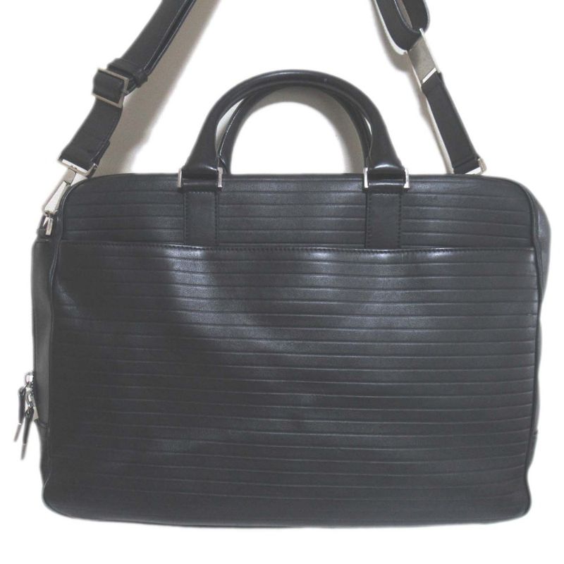 Dior Homme Leather Briefcase Business with PC Pocket Black