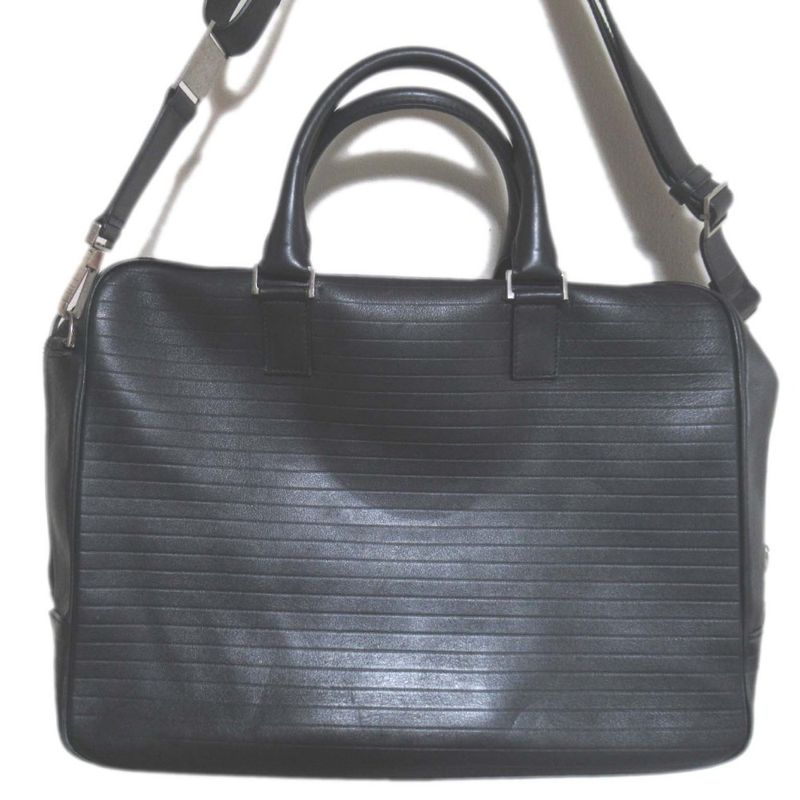 Dior Homme Leather Briefcase Business with PC Pocket Black