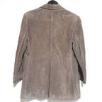 Gucci Vintage Logo Button Double Breasted Suede Leather Jacket 48 Beige