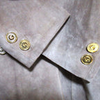 Gucci Vintage Logo Button Double Breasted Suede Leather Jacket 48 Beige