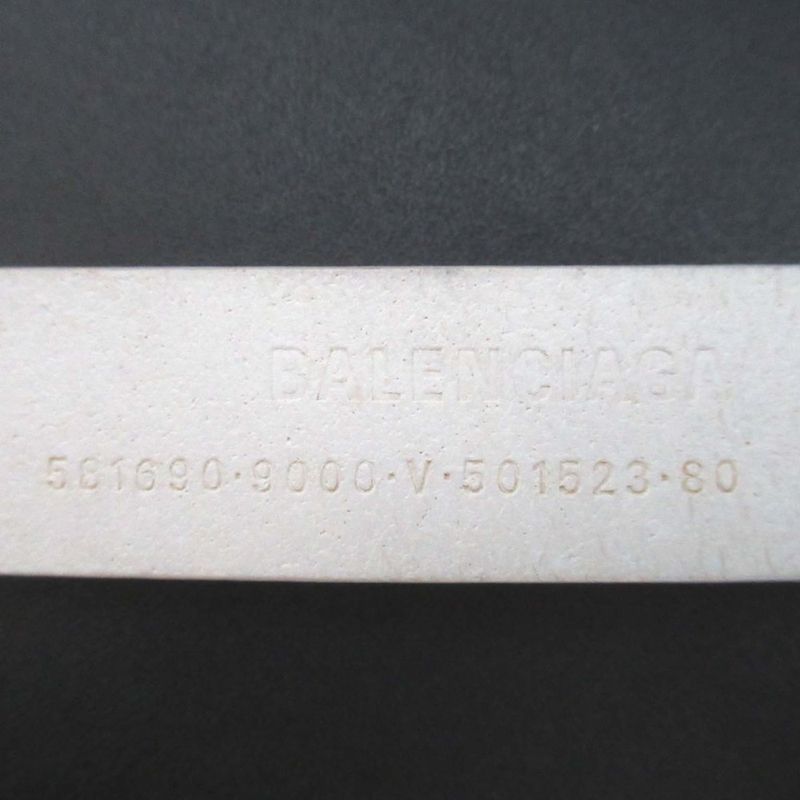 Balenciaga BB Thin Belt BB Buckle Leather 80 White Gold