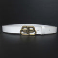 Balenciaga BB Thin Belt BB Buckle Leather 80 White Gold