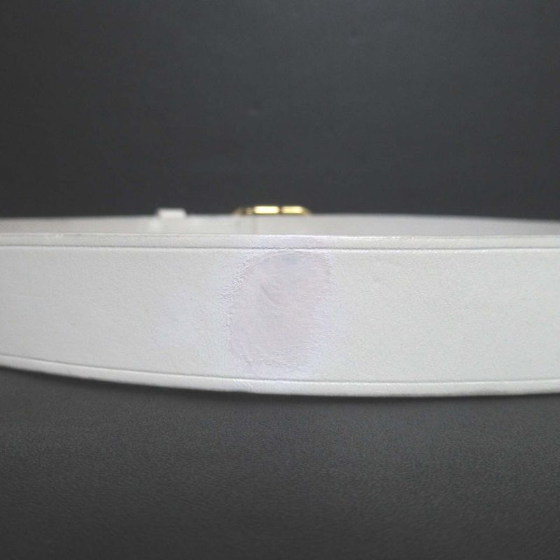 Balenciaga BB Thin Belt BB Buckle Leather 80 White Gold