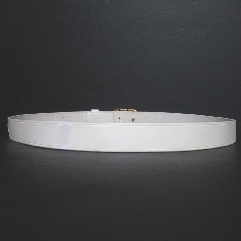 Balenciaga BB Thin Belt BB Buckle Leather 80 White Gold