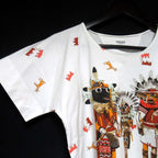 Hermes Kachina Print Short Sleeve T-Shirt 36 White