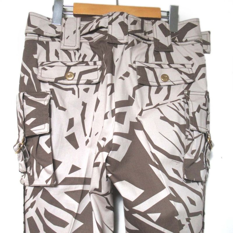 Gucci Digital Camo Pattern Belted Cargo Pants 40 Beige Brown