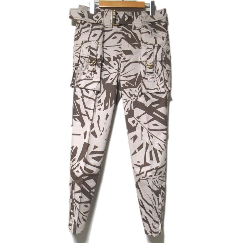 Gucci Digital Camo Pattern Belted Cargo Pants 40 Beige Brown