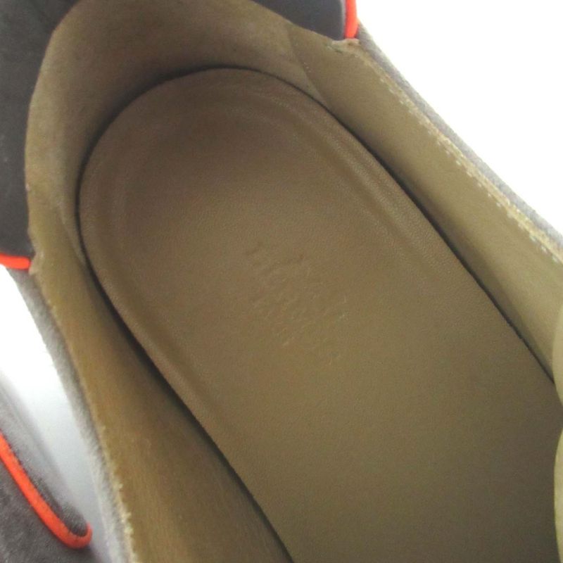 Hermes Volt Suede Piping Sneakers Shoes 36 Gray Orange