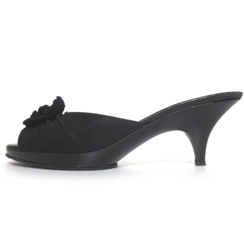 Chanel Camellia Motif Mule Sandals Black