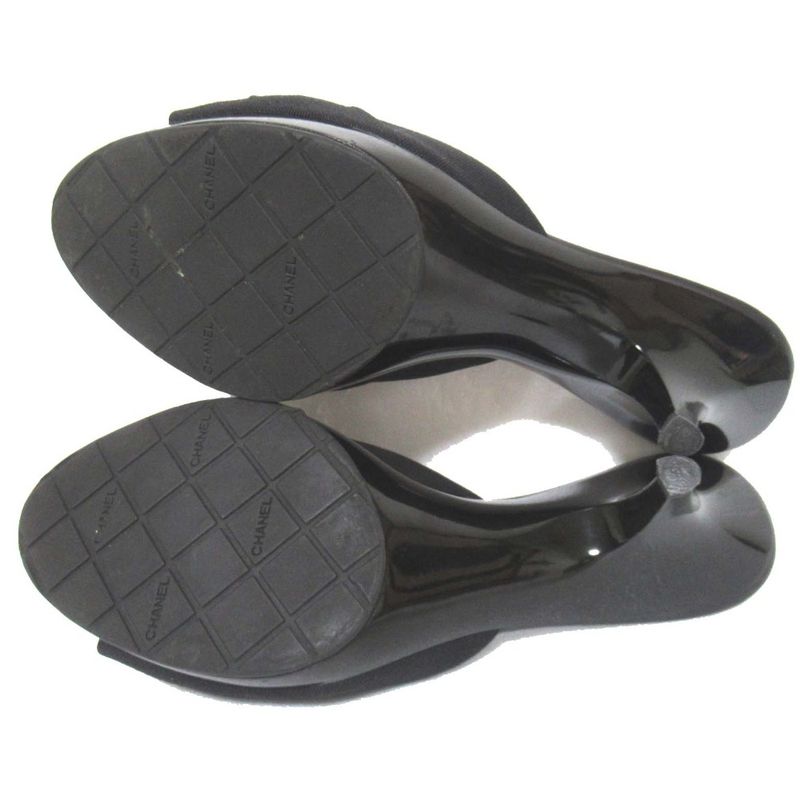 Chanel Camellia Motif Mule Sandals Black