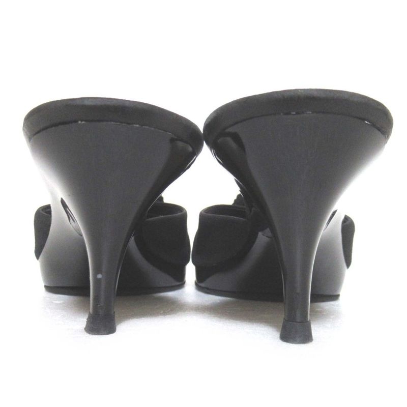 Chanel Camellia Motif Mule Sandals Black