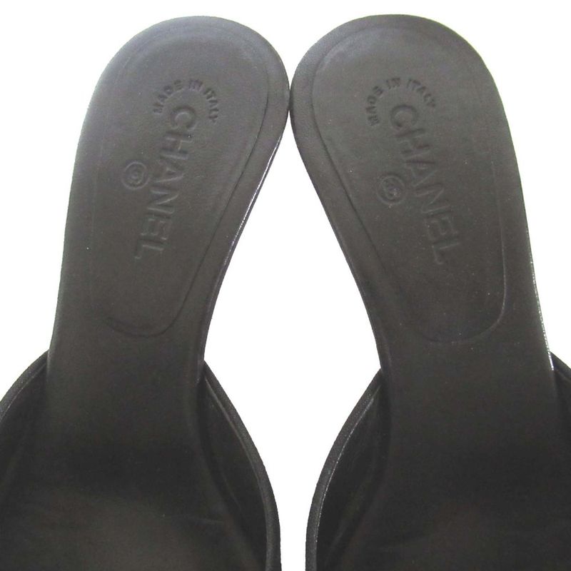 Chanel Camellia Motif Mule Sandals Black