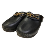 Celine les Bois Triomphe Chain Leather Sabot Sandals