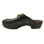 Celine les Bois Triomphe Chain Leather Sabot Sandals