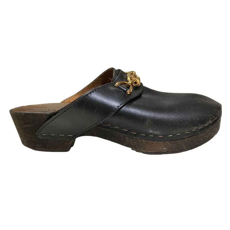 Celine les Bois Triomphe Chain Leather Sabot Sandals