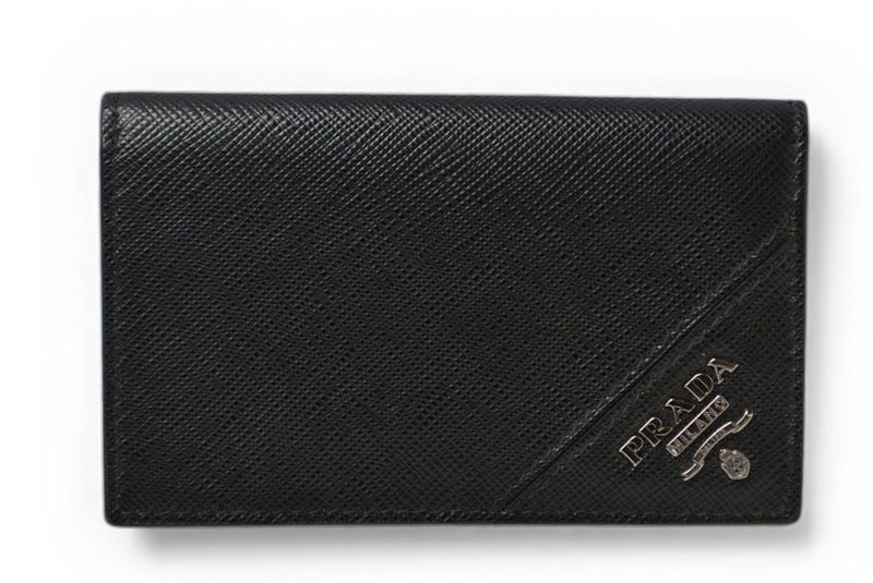Prada Card Case Coin Business Holder Leather Nero Black