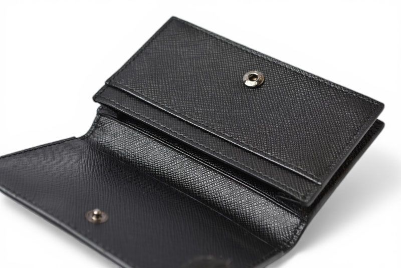 Prada Card Case Coin Business Holder Leather Nero Black