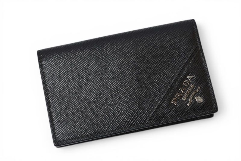 Prada Card Case Coin Business Holder Leather Nero Black