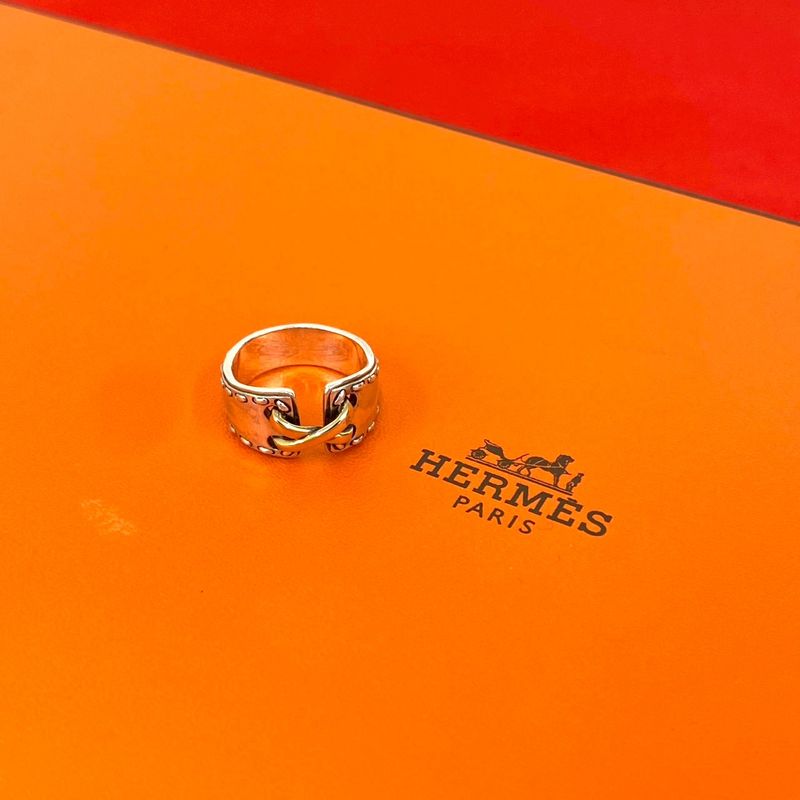 Hermes Mexico Ring 18K Yellow Gold Silver
