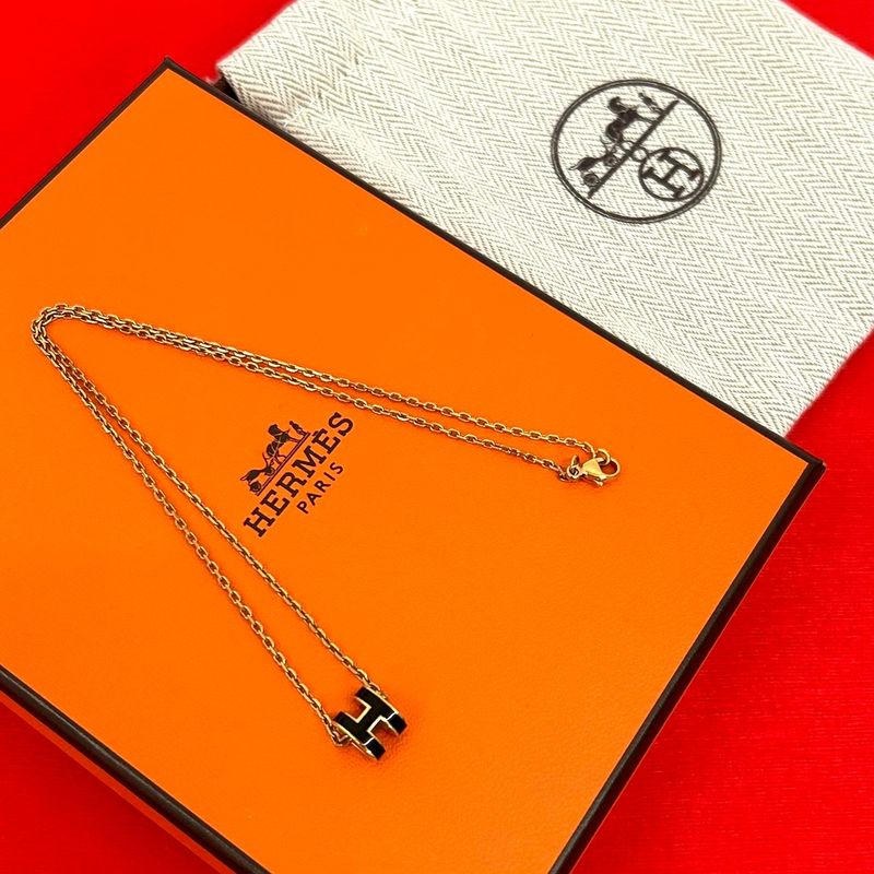Hermes Box Mini Pop Necklace Pendant Choker Gold Black