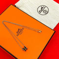 Hermes Box Mini Pop Necklace Pendant Choker Gold Black