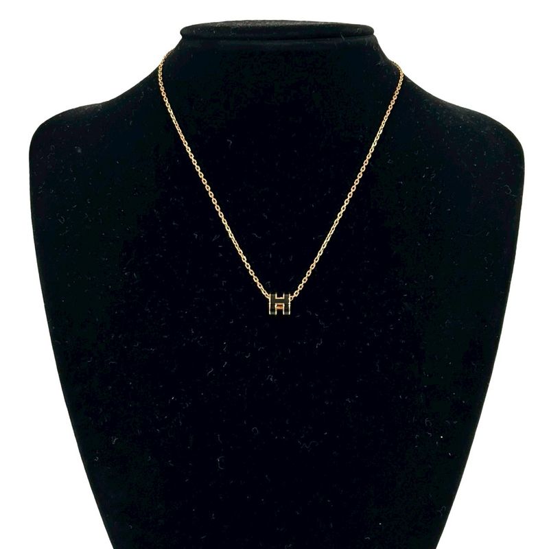 Hermes Box Mini Pop Necklace Pendant Choker Gold Black