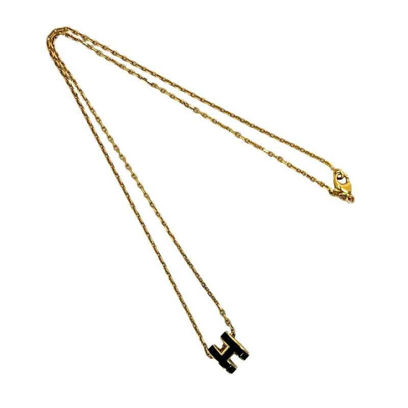 Hermes Box Mini Pop Necklace Pendant Choker Gold Black