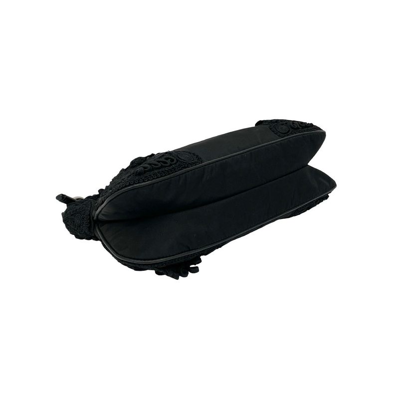 Prada Triangle Logo Nylon Leather Mini Shoulder Bag